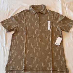 Goodfellow & Co Khaki Cactus Print Polo Shirt NWT